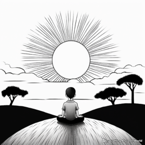 Sunset Meditative Coloring Pages 1