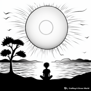 Sunset Meditative Coloring Pages 3
