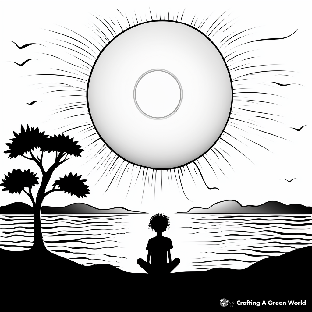 Sunset Meditative Coloring Pages 3