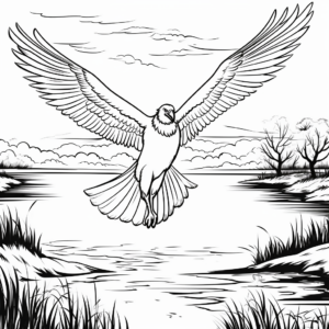 Sunset Scene with Osprey Coloring Pages 3