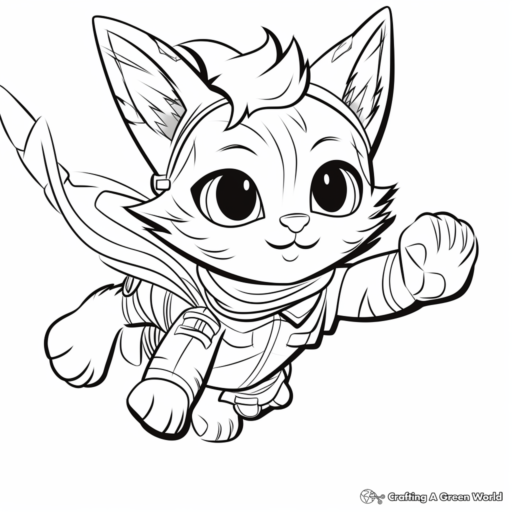Super Cat Kid Flying Coloring Pages 3