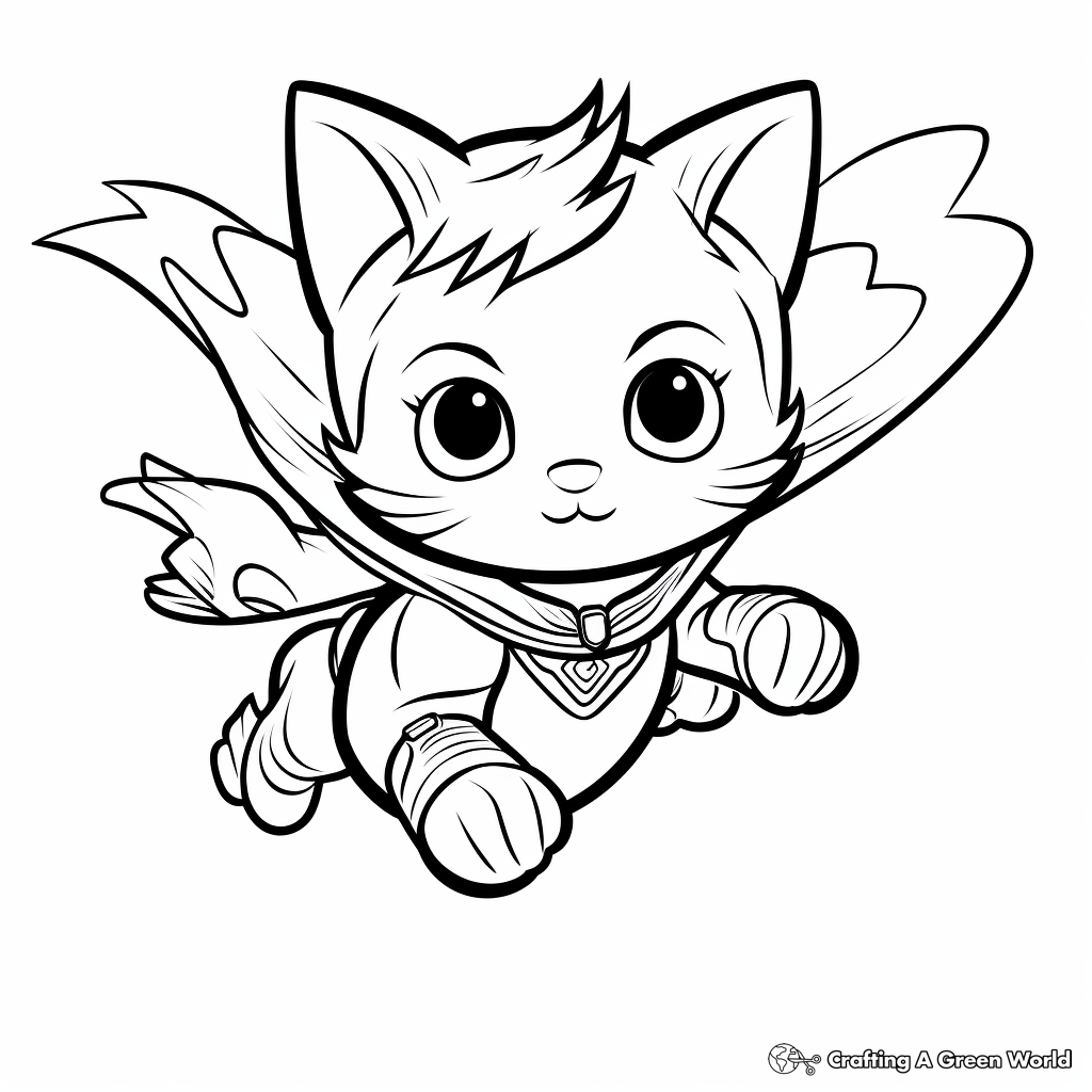 Super Cat Kid Flying Coloring Pages 4