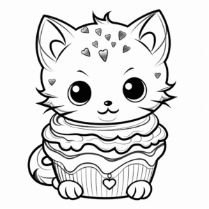 Super Cute Cat Cupcake Coloring Pages 2