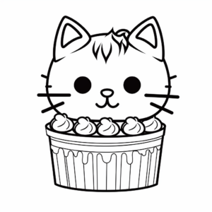 Super Cute Cat Cupcake Coloring Pages 3