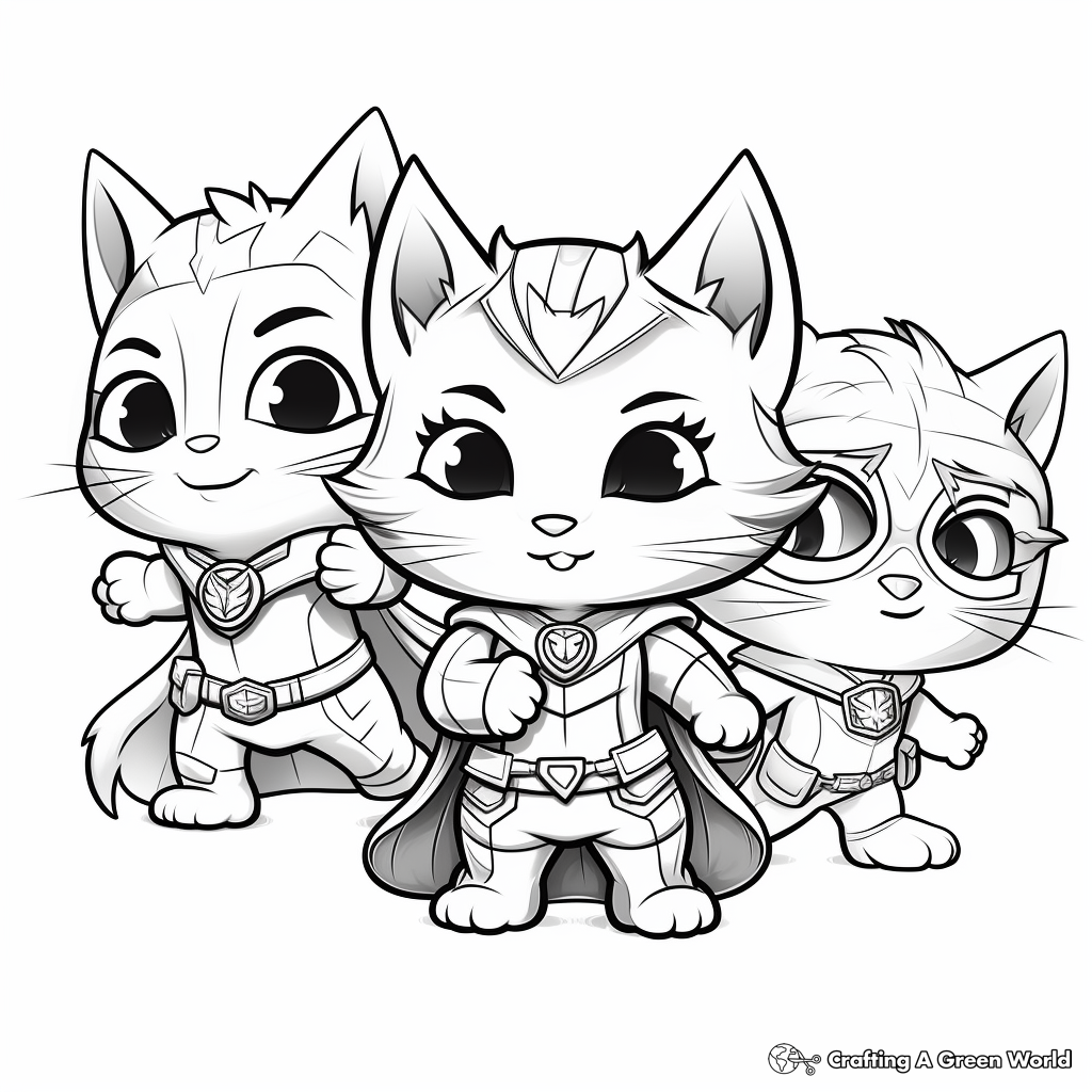 Super Kitty Superheroes Team Coloring Pages 1