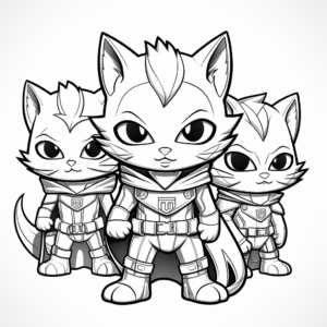 Super Kitty Superheroes Team Coloring Pages 3