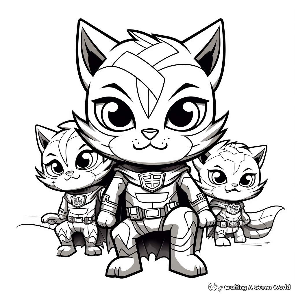Super Kitty Superheroes Team Coloring Pages 4