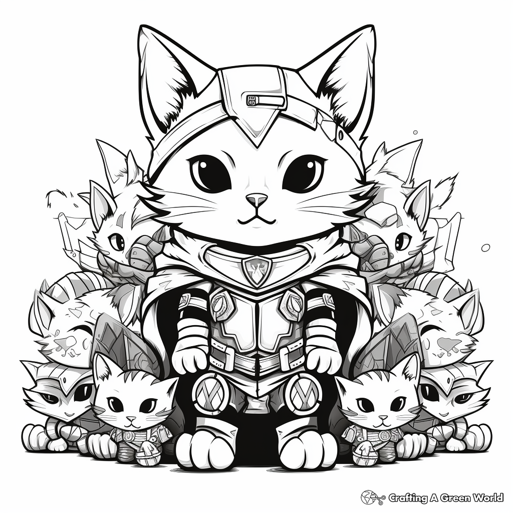 Superhero Cat Pack Coloring Pages for Fantasy Lovers 2