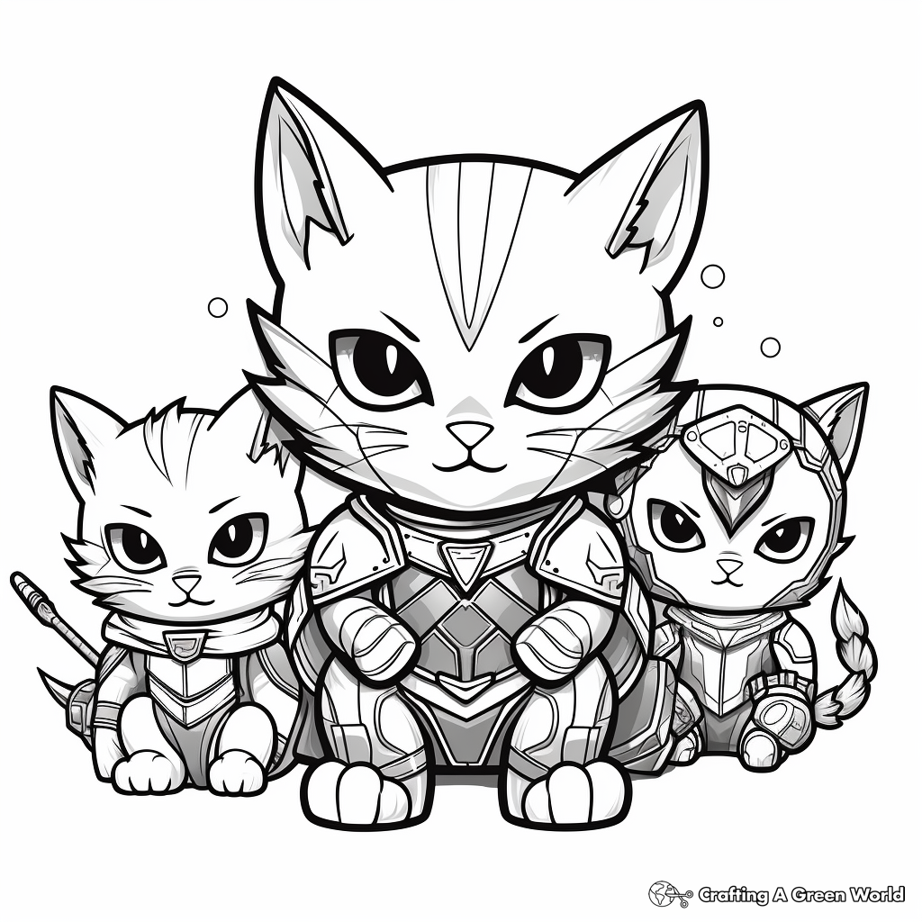 Superhero Cat Pack Coloring Pages for Fantasy Lovers 4