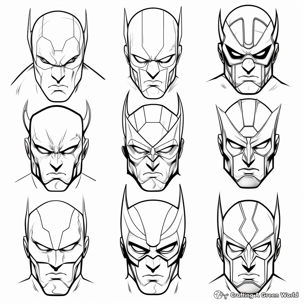 Superhero Heads: Comic Book Coloring Pages 3