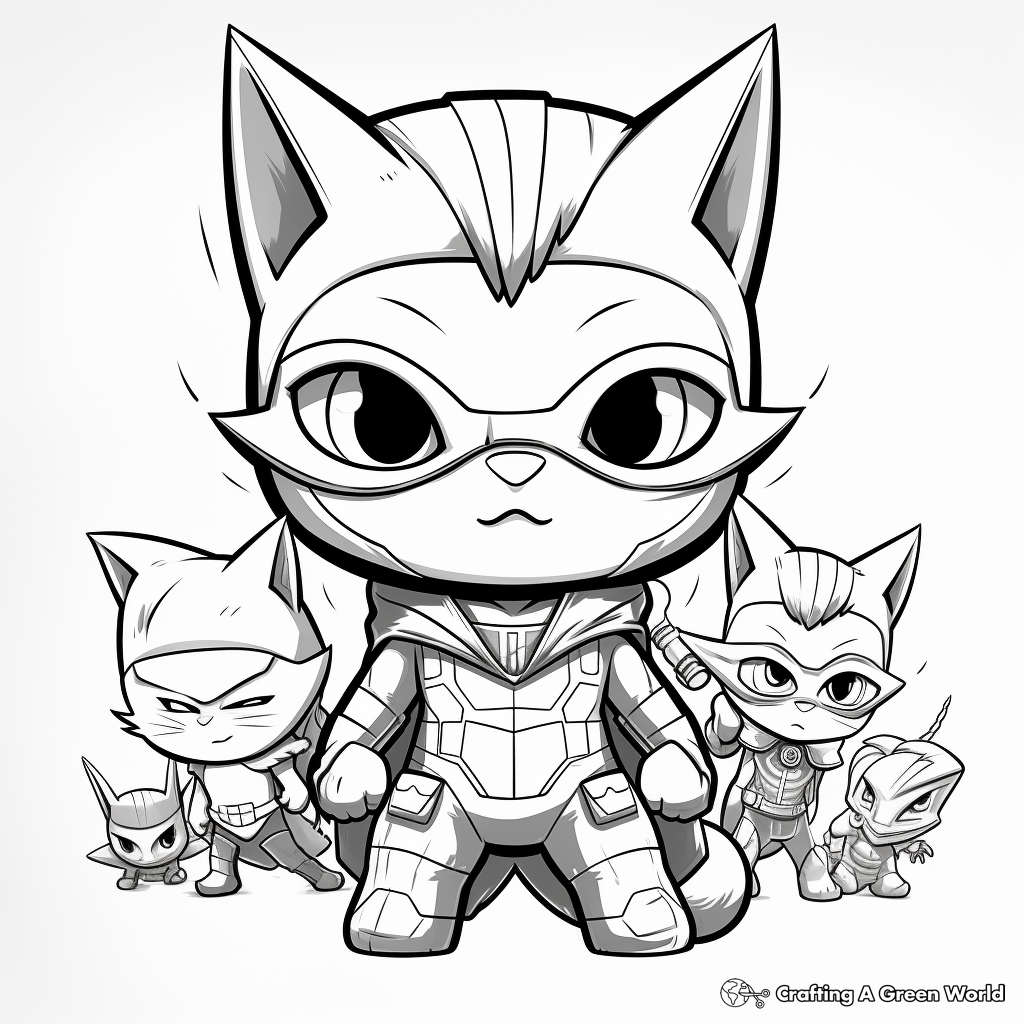 Superhero Kitty Coloring Pages for Kids 1