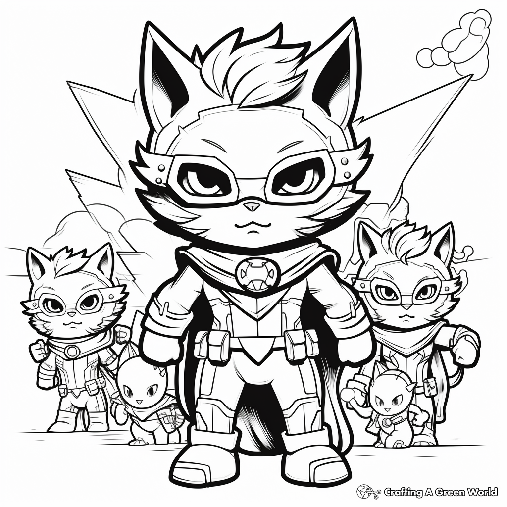 Superhero Kitty Coloring Pages for Kids 3