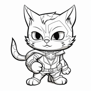 Superhero Kitty Coloring Pages for Kids 4