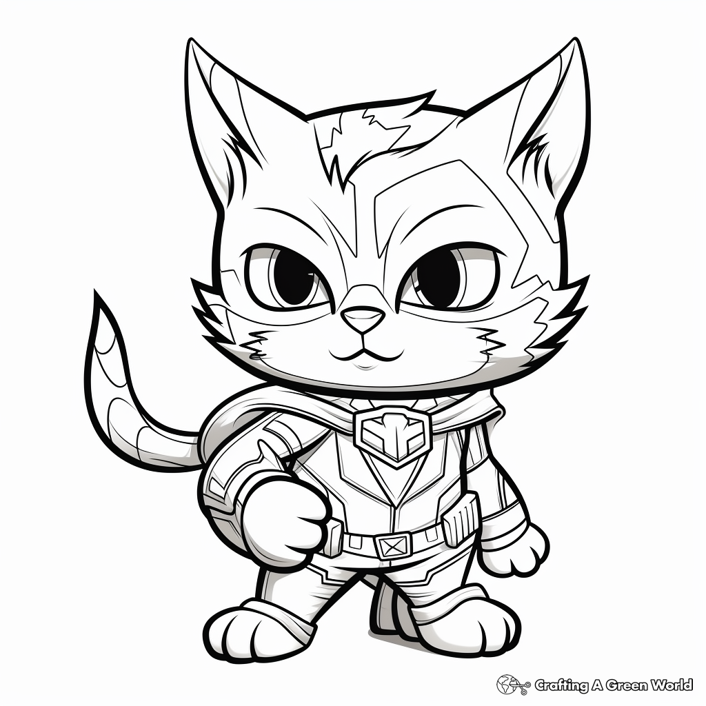 Superhero Kitty Coloring Pages for Kids 4