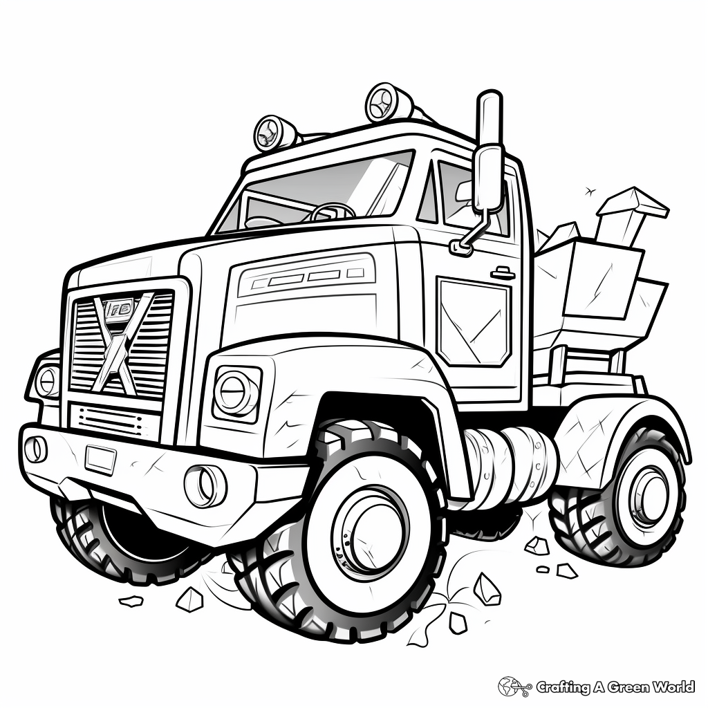 Superhero-Themed Dump Truck Coloring Pages 1