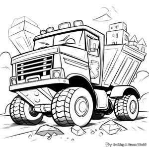 Superhero-Themed Dump Truck Coloring Pages 2