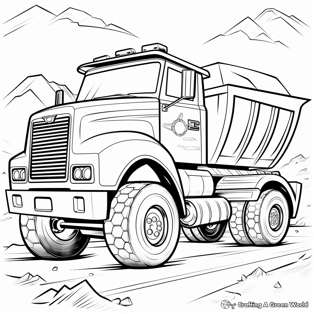 Superhero-Themed Dump Truck Coloring Pages 3