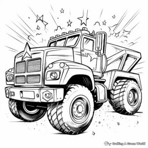 Superhero-Themed Dump Truck Coloring Pages 4