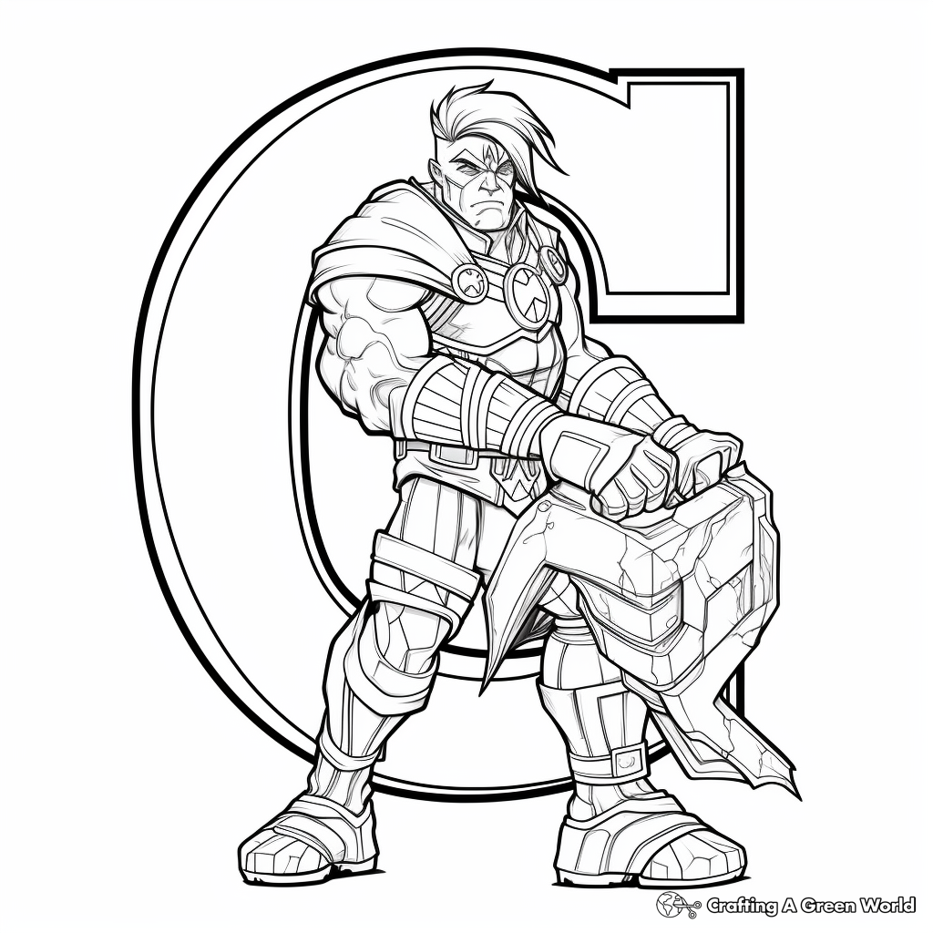 Superhero-Themed Letter G Coloring Pages 4