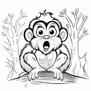 Surprised-Looking Owl Monkey Coloring Page 1