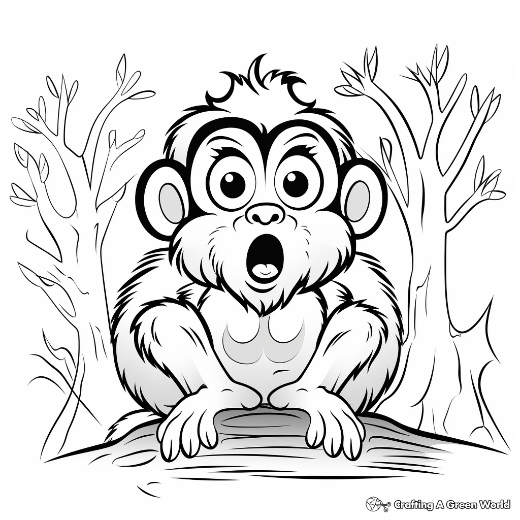 Surprised-Looking Owl Monkey Coloring Page 1