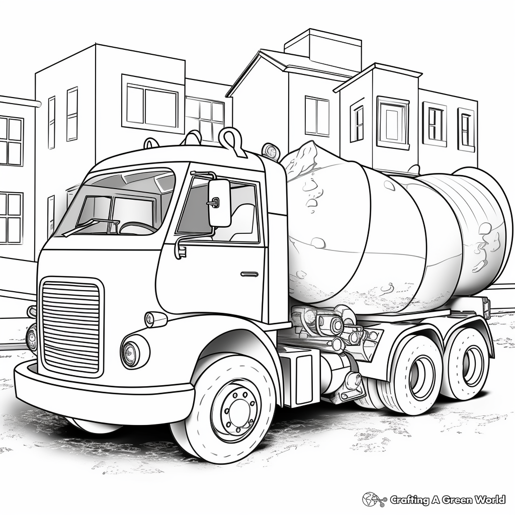 Surprisingly Fun Cement Mixer Truck Coloring Page 2