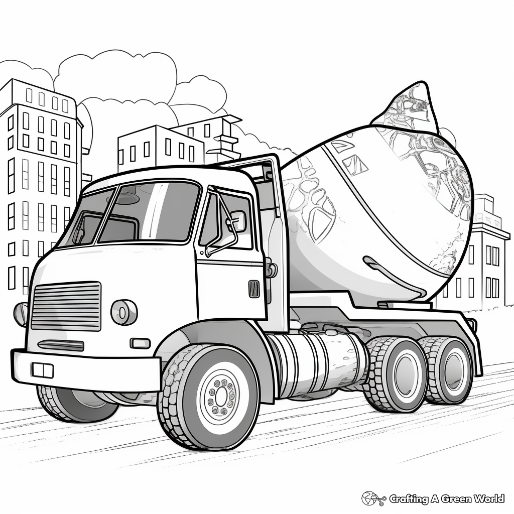 Surprisingly Fun Cement Mixer Truck Coloring Page 4