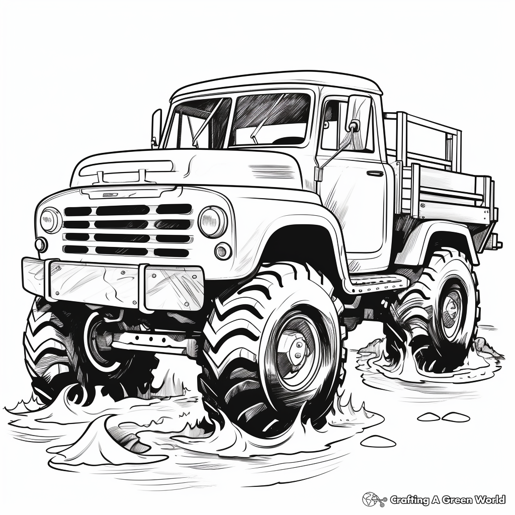 Swamper Mud Truck Coloring Pages for Themed Parties 2
