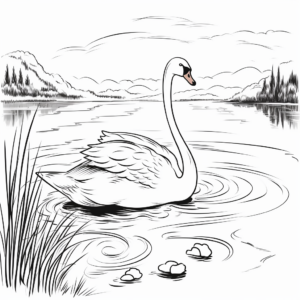 Swan Lake Scene Coloring Pages 1