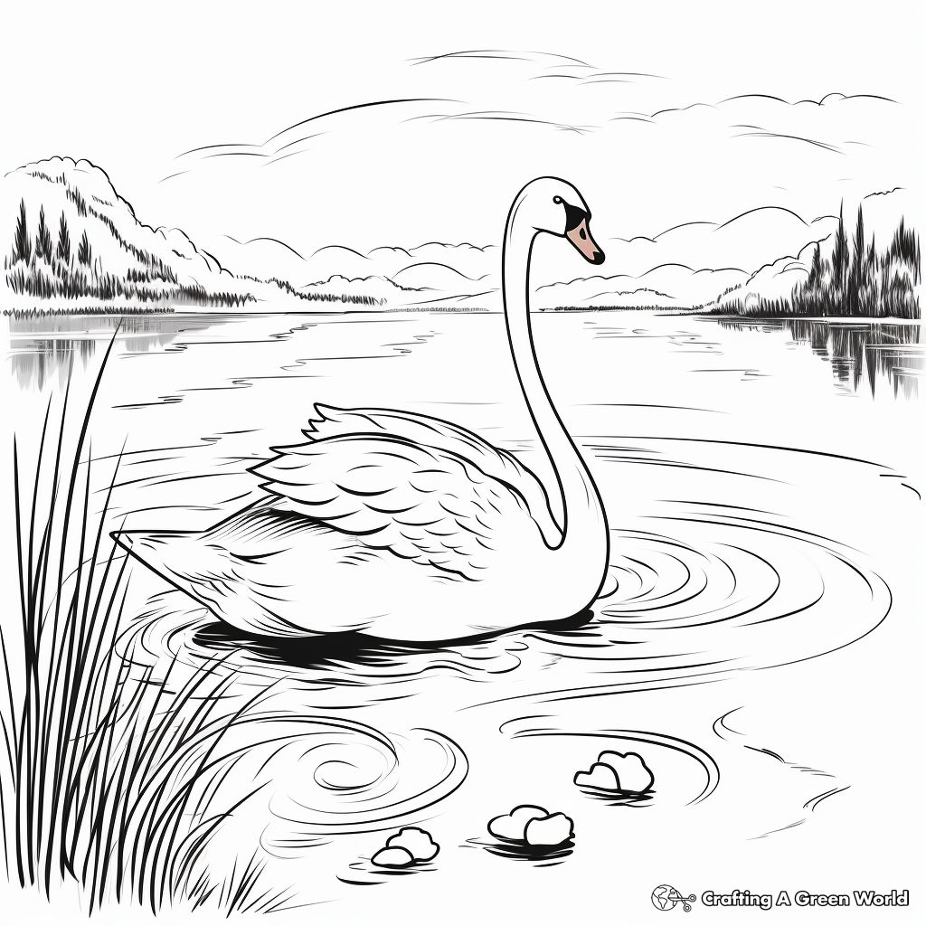 Swan Lake Scene Coloring Pages 1