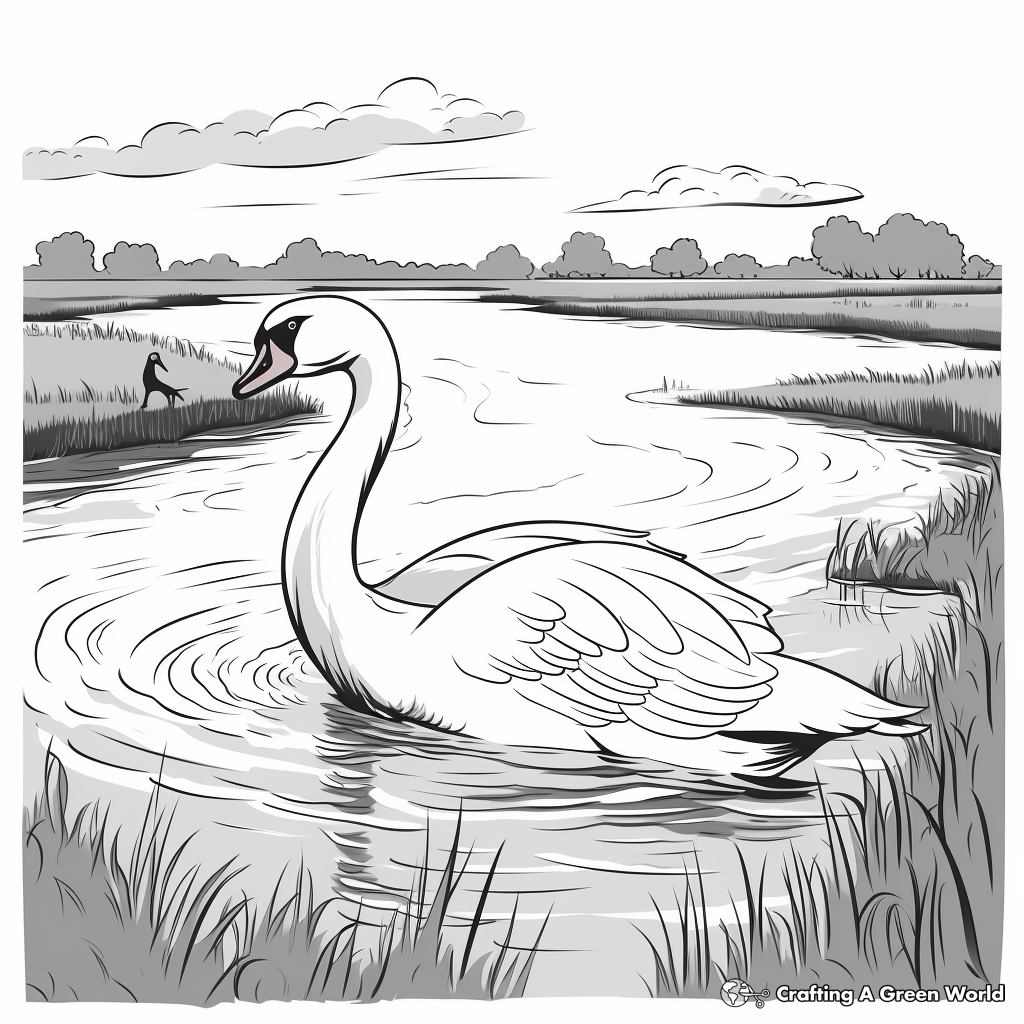 Swan Lake Scene Coloring Pages 2