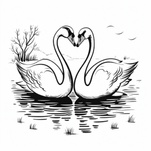 Swan Pair in Love Coloring Pages 2