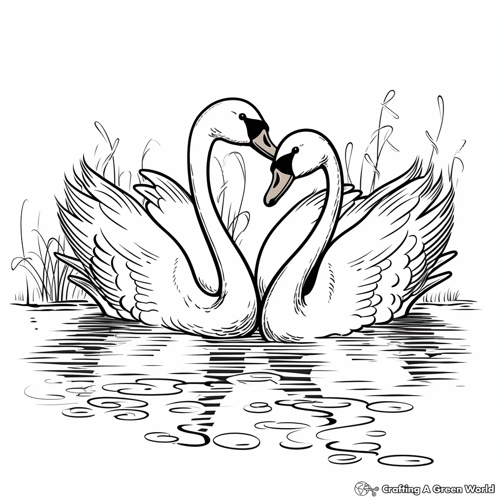 Swan Pair in Love Coloring Pages 3