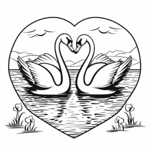 Swan Pair in Love Coloring Pages 4