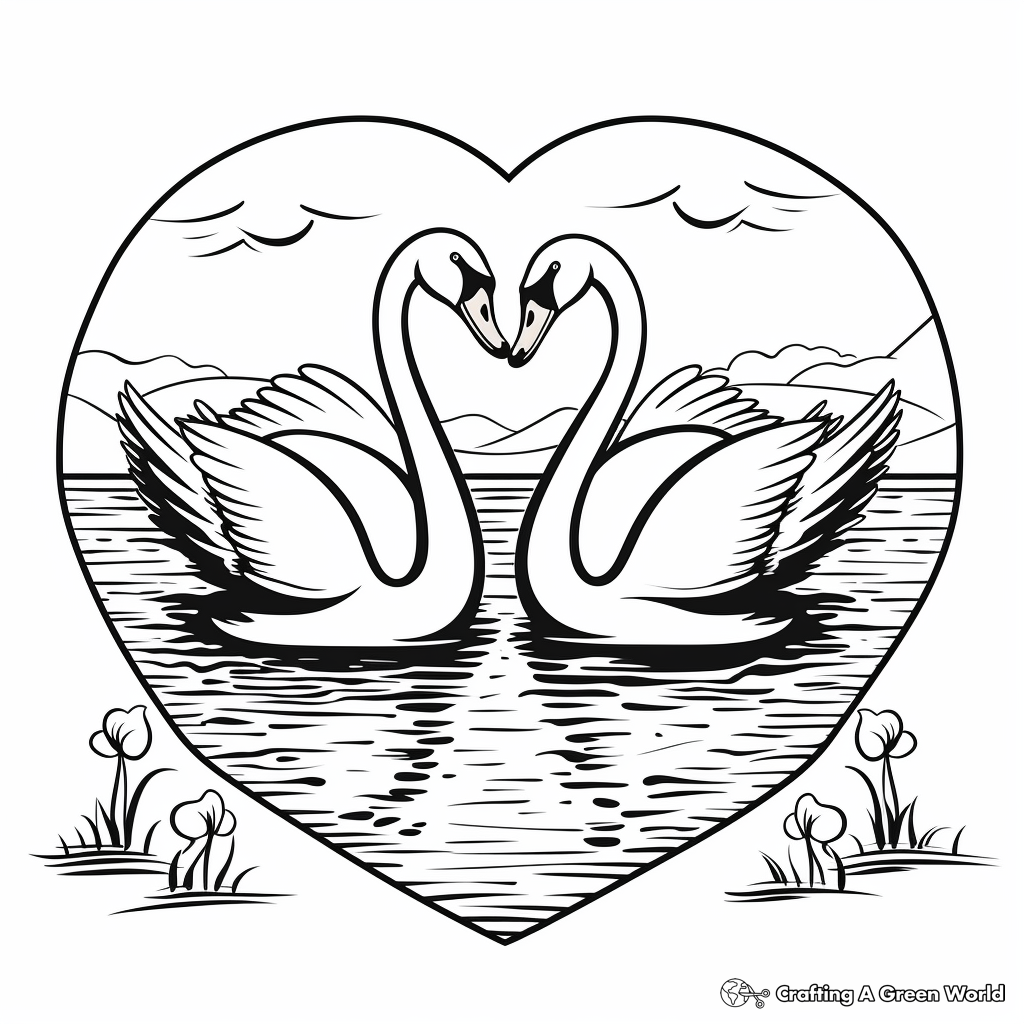 Swan Pair in Love Coloring Pages 4