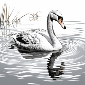 Swan Reflecting on Water Coloring Pages 3