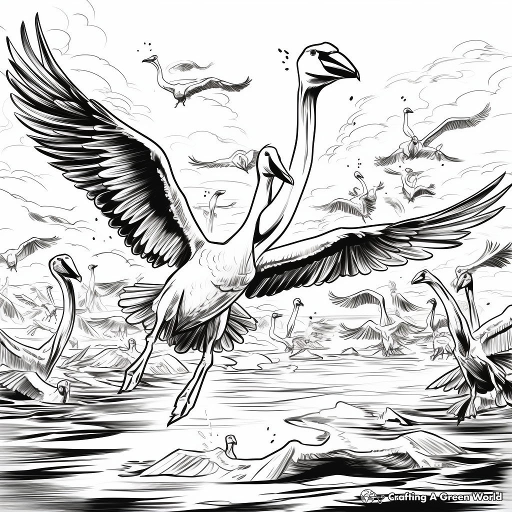Swan with Hawks: Epic Battle Scene Coloring Pages 2