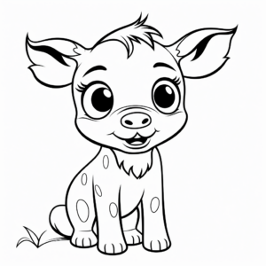 Sweet Big-Eyed Piglet Coloring Pages 1