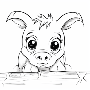 Sweet Big-Eyed Piglet Coloring Pages 3