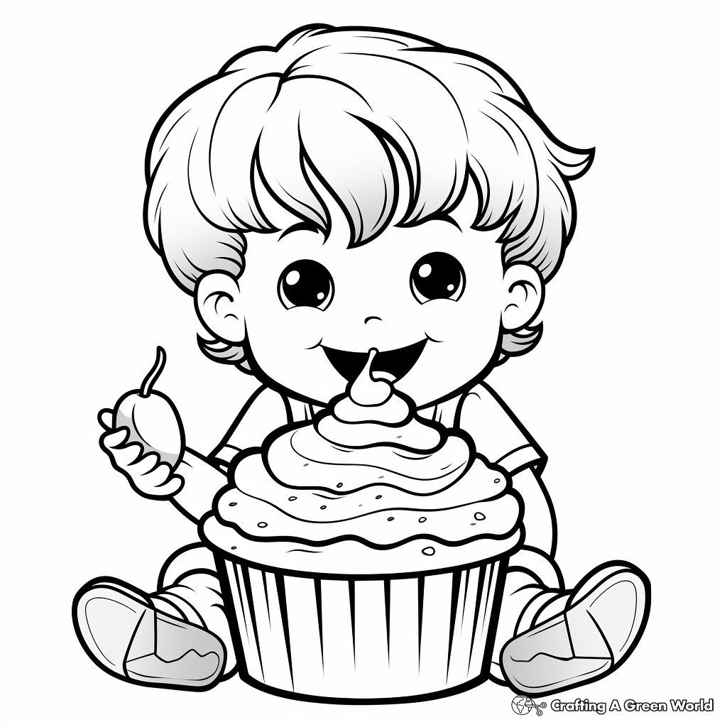 Sweet Cupcake Coloring Pages 4