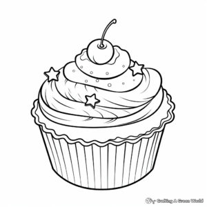 Sweet Cupcake Coloring Pages for Children 4