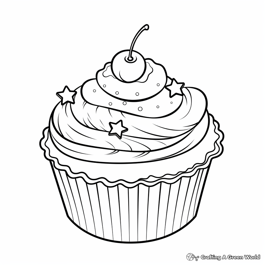 Sweet Cupcake Coloring Pages for Children 4