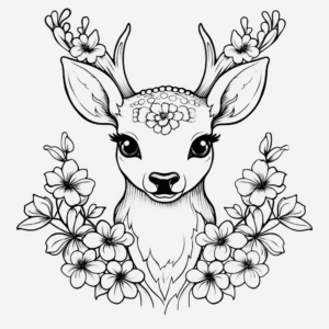 Sweet Deerling And Flowers Coloring Pages 4