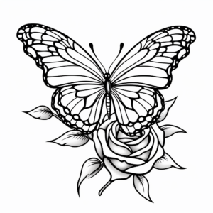 Sweet Half Butterfly, Half Rose Coloring Pages 3