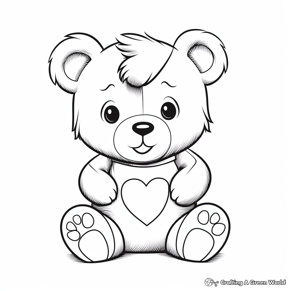 Sweet 'I Love You' Teddy Bear Coloring Pages 2