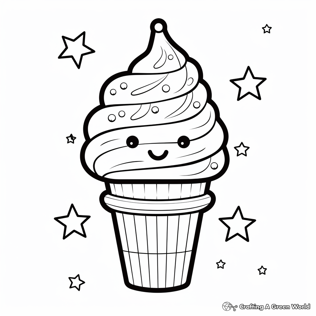 Sweet Kawaii Ice Cream Coloring Pages 2