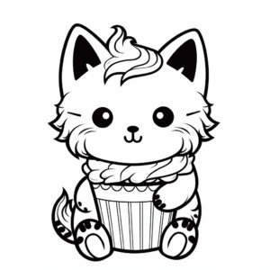 Sweet Kitty With Soft-Serve Ice Cream Coloring Pages 3