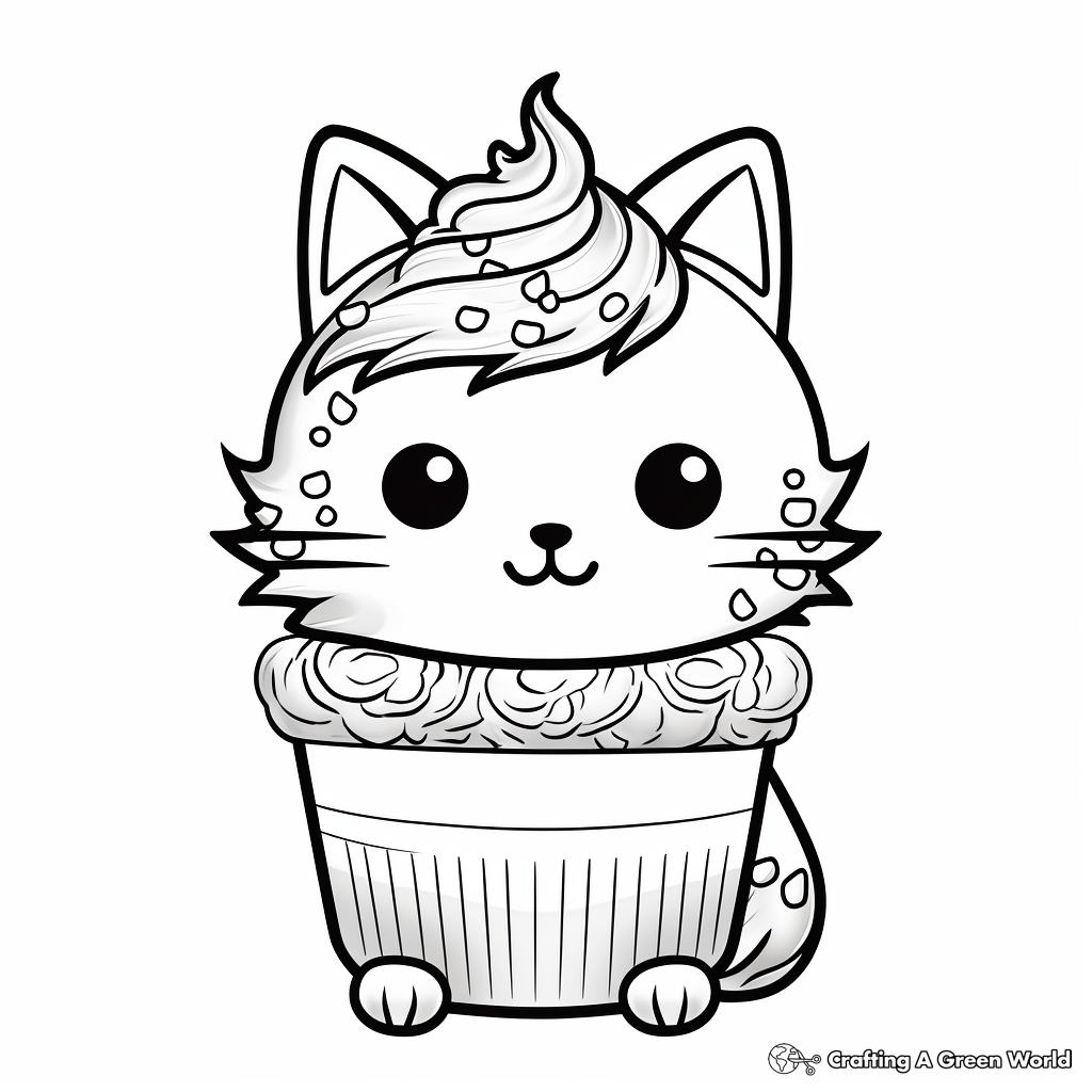 Sweet Kitty With Soft-Serve Ice Cream Coloring Pages 4