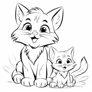 Sweet Mama Cat and Kitten Coloring Pages 3