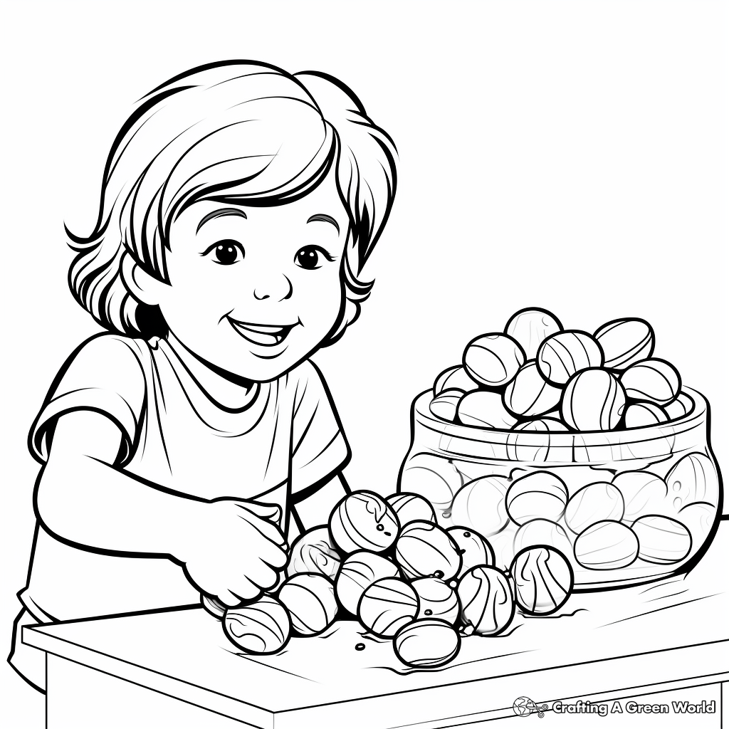 Sweet Pecan Candy Coloring Pages for Children 2
